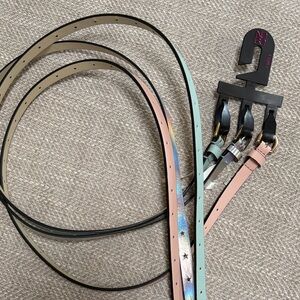 NOBO Skinny Leather Belt Trio - Pink, Mint, Iridescent